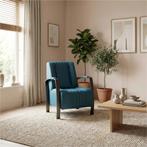 Leren fauteuil Glamour - Hermes Turquoise (blauw), Nieuw, Ophalen of Verzenden, 50 tot 75 cm, Industrieel, Modern, Retro