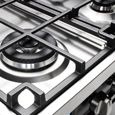 Ilve L096WSCM3/SS gas fornuis rvs - 90 cm. breed, Witgoed en Apparatuur, Fornuizen, 60 cm of meer, Vrijstaand, 5 kookzones of meer