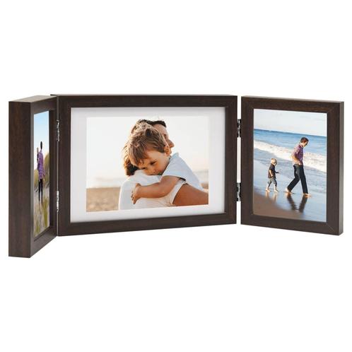 vidaXL Fotolijst drieluik 28x18 cm+2x(13x18 cm) bruin, Audio, Tv en Foto, Fotografie | Fotolijsten, Nieuw, Verzenden