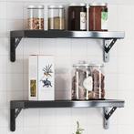 vidaXL Plankdragers 4 st 15x2,5x11,5 cm roestvrijstaal zwart, Huis en Inrichting, Verzenden, Nieuw