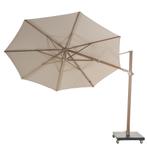 Siesta premium zweefparasol 350 cmØ houtlook frame sand 4, Tuin en Terras, Parasols, Ophalen of Verzenden, Nieuw