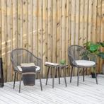 TRUUSK Bistroset Rotan Bankstel Terrasset, 2 Stoelen, 1 Tafe, Verzenden, Nieuw