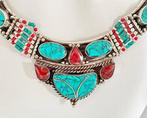 Turquoise en koraal - vintage Tibetaanse zilver -, Verzamelen, Mineralen en Fossielen