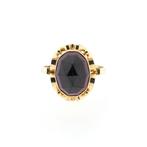 Gouden ring met granaat | Vintage (ovaal facet, geelgoud), Gebruikt, Overige kleuren, 20 of groter, Ophalen of Verzenden