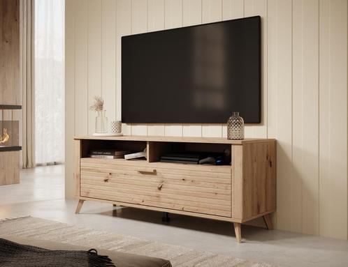 Meubella | TV-Meubel eiken 129 cm | modern | 1 klep, Huis en Inrichting, Kasten | Televisiemeubels, 100 tot 150 cm, 25 tot 50 cm