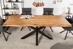 Massieve eettafel BARRACUDA 240cm antiek teakhout met stalen, Ophalen of Verzenden, Nieuw
