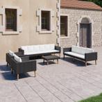vidaXL 5-delige Loungeset met kussens poly rattan zwart, Verzenden, Nieuw, Textileen, Loungeset