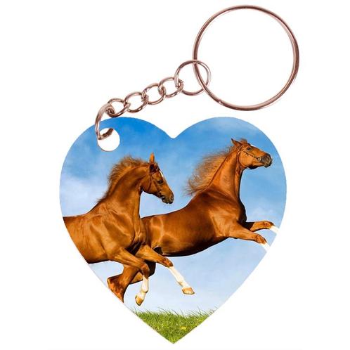 Sleutelhanger hartje 5x5cm - Bruine Paarden Fris in Weide NI, Verzamelen, Sleutelhangers, Nieuw, Ophalen of Verzenden