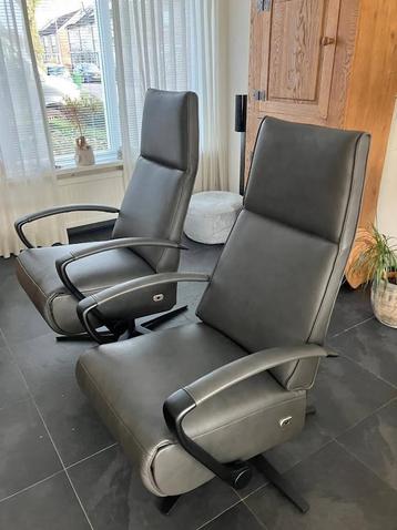 leren relaxfauteuils met stalen frame - antraciet kleur lee beschikbaar voor biedingen