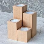 HOCHO Beukenhouten Waxinelichthouder - 50x50x60 mm– Natuu., Ophalen of Verzenden, Nieuw