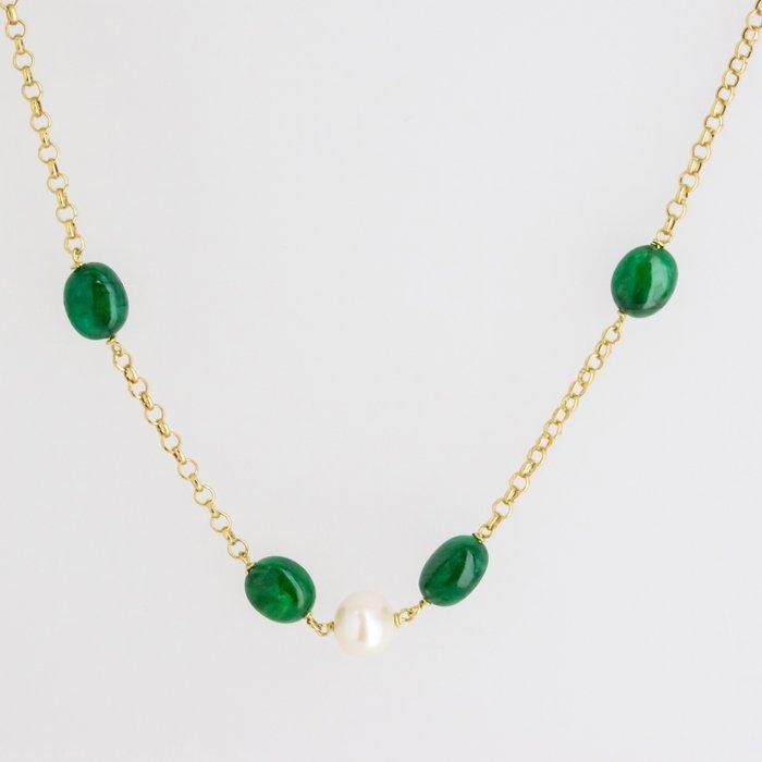 Hanger - 18 karaat Geel goud Smaragd - Parel, Sieraden, Tassen en Uiterlijk, Antieke sieraden