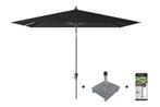 Platinum Riva stokparasol 2.5x2.5 - Black met voet en hoes, Tuin en Terras, Tuinsets en Loungesets, Verzenden, Nieuw, Overige materialen