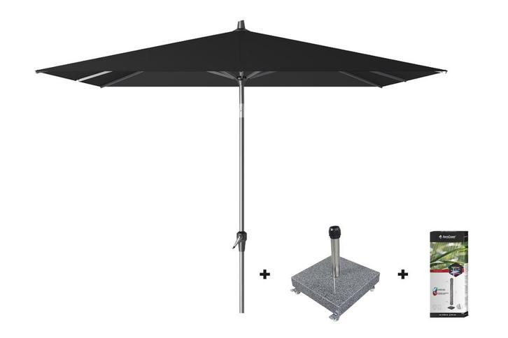 Platinum Riva stokparasol 2.5x2.5 - Black met voet en hoes, Tuin en Terras, Tuinsets en Loungesets, Nieuw, Overige materialen