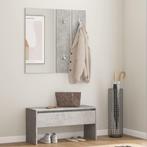 Halmeubelset bewerkt hout betongrijs (Interieur)