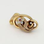 Broche - 14 karaat Geel goud - Opaal / Robijn, Sieraden, Tassen en Uiterlijk, Antieke sieraden