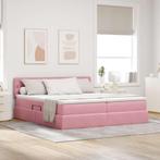 vidaXL Opslag bed met matras met hoofdeinde Roze 100 x 200, Huis en Inrichting, Slaapkamer | Bedden, Verzenden, Nieuw, Stof