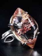 Zeer mooie zeldzame Phantom Quartz Crystal 925 zilveren ring, Verzamelen, Mineralen en Fossielen