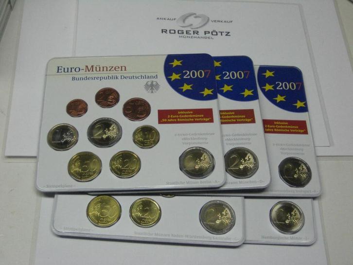 29,40 Euro Duitsland 5 x 5,88 Euro Kms 2007 komplett A D..., Postzegels en Munten, Munten | Europa | Euromunten, Verzenden