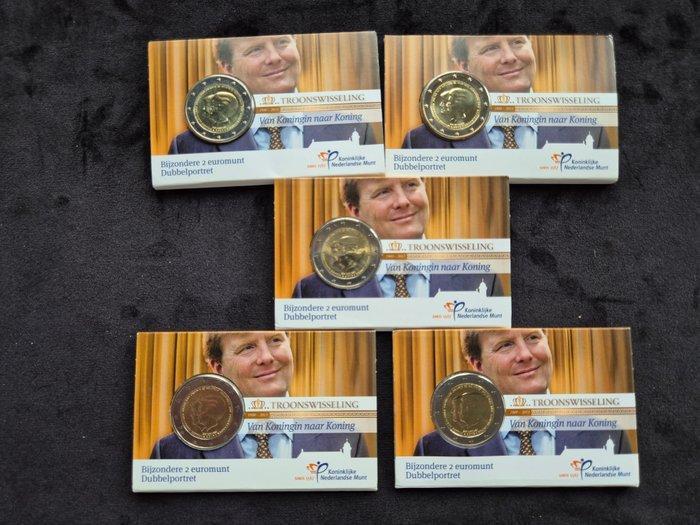 Nederland. 2 Euro 2013 Dubbelportret (5 stuks) (Zonder, Postzegels en Munten, Munten | Europa | Euromunten