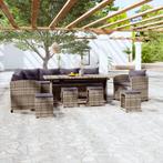 vidaXL 7-delige Loungeset met kussens poly rattan grijs, Tuin en Terras, Meer dan 8 zitplaatsen, Nieuw, Loungeset, Verzenden