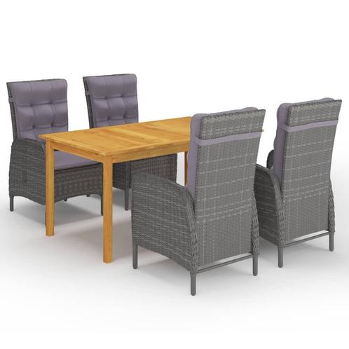 vidaXL 5-delige Tuinset grijs, Tuin en Terras, Tuinsets en Loungesets, Tuinset, Nieuw, 4 zitplaatsen, Hardhout, Verzenden