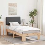 vidaXL Bedframe met Gevoerd Hoofdgedeelte Donkergrijs 100 x, Verzenden, Nieuw, Grijs, Hout
