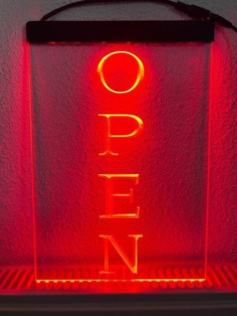 OPEN neon bord lamp LED verlichting reclame lichtbak VERTICA, Zakelijke goederen, Horeca | Meubilair en Inrichting, Verzenden