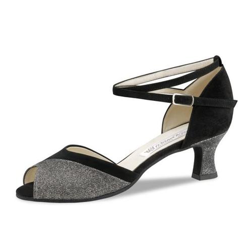 Steph dames Zwart-Zilver Dansschoenen, Sport en Fitness, Ballet, Verzenden