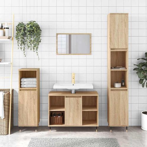 vidaXL Badkamerkast 80x33x60 cm bewerkt hout sonoma, Huis en Inrichting, Tafels | Kaptafels, Nieuw, Verzenden