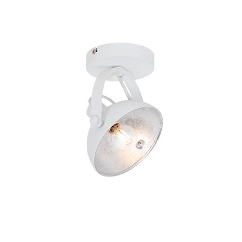 Industriële plafondlamp wit met zilver 15 cm verstelbaar -, Huis en Inrichting, Lampen | Spots, Nieuw, Overige materialen