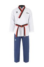 JCalicu poomsae taekwondopak | WT | Wit / Blauw (Maat: 150), Verzenden, Nieuw, Taekwondo, Vechtsportpak