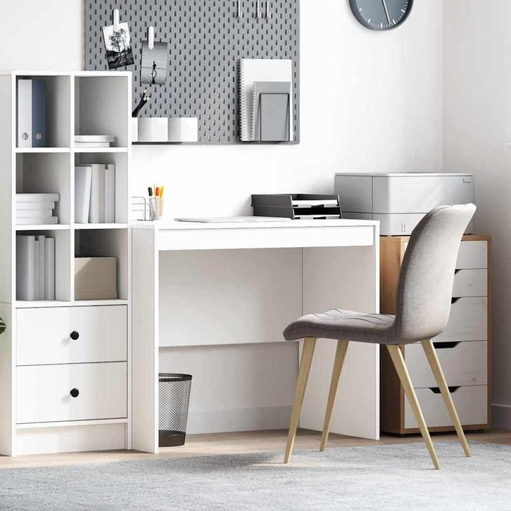 vidaXL Bureau Wit 90 x 50 x 76 cm Bewerkt hout, Huis en Inrichting, Bureaus, Nieuw, Verzenden