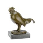 BRONZEN BEELD VAN EEN HAAN OP MARMEREN VOET (Interieur), Antiek en Kunst, Kunst | Beelden en Houtsnijwerken, Verzenden