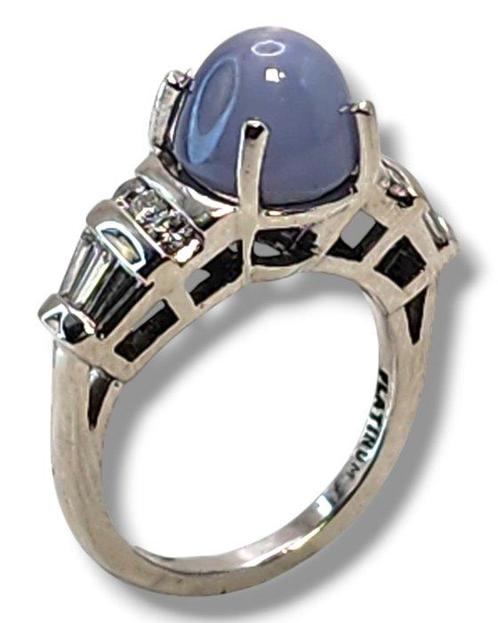 Ring Platina, Verbazingwekkende ster saffier en diamanten, Sieraden, Tassen en Uiterlijk, Ringen