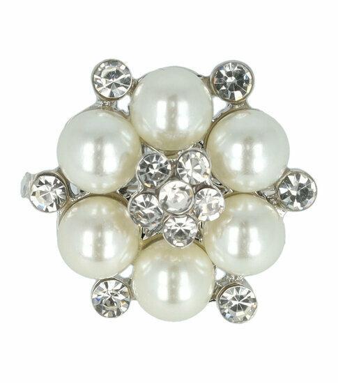 Haarbroche Bloem Strass Parel 3cm Wit, Sieraden, Tassen en Uiterlijk, Broches