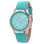 Fako® - Horloge - Geneva - Roman - Metal - Mintgroen, Verzenden, Nieuw