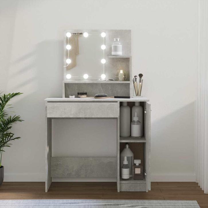 vidaXL Kaptafel met LED-verlichting 86,5x35x136 cm, Huis en Inrichting, Tafels | Salontafels, 50 tot 100 cm, Nieuw, Overige houtsoorten