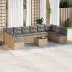vidaXL 11-delige Tuinset met kussens poly rattan beige, Tuin en Terras, Tuinsets en Loungesets, Verzenden, Nieuw, Rotan, Tuinset