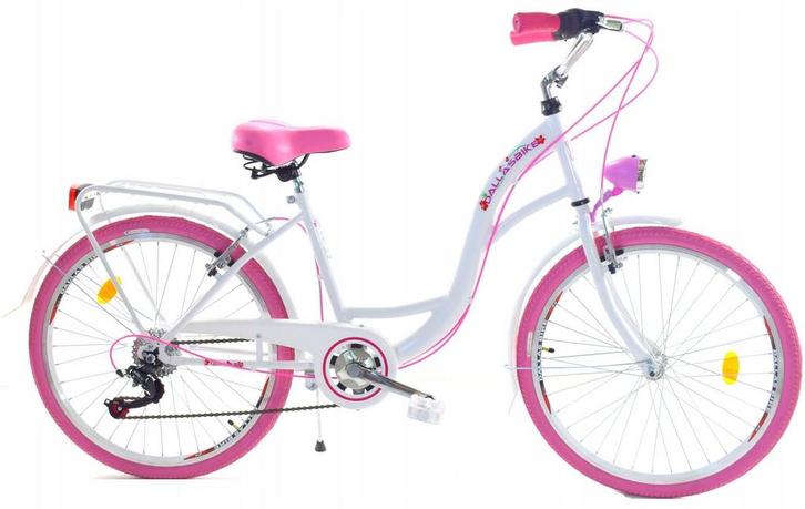 Meisjesfiets 26 inch - stadsfiets 7 versnellingen - wit roze, Fietsen en Brommers, Fietsen | Meisjes, Nieuw, Ophalen of Verzenden