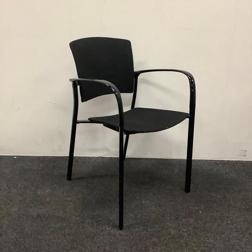 Tweedehands kantinestoel / stapelstoel, zwarte stoffering -, Huis en Inrichting, Stoelen, Eén, Zwart, Gebruikt, Stof, Ophalen of Verzenden