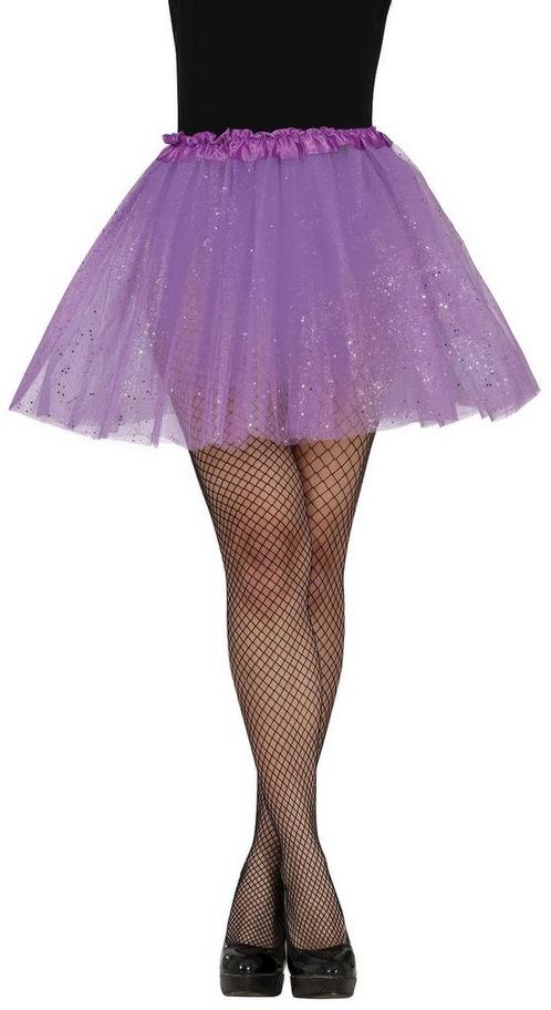 Paarse Tutu Dames Glitter 40cm, Hobby en Vrije tijd, Feestartikelen, Nieuw, Verzenden