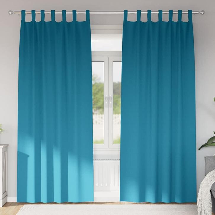 vidaXL Zwart-out Gordijnen met Ringen 2 pcs Turquoise 260 x, Huis en Inrichting, Stoffering | Gordijnen en Lamellen, Nieuw, Verzenden