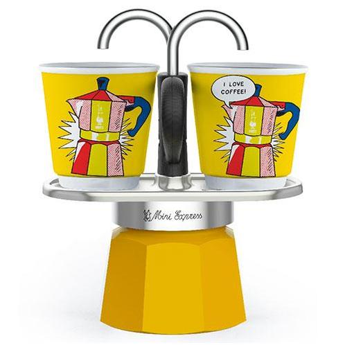 Bialetti Mini Express Lichtenstein + 2 kopjes (percolator), Witgoed en Apparatuur, Koffiezetapparaten, Koffiebonen, Nieuw, Combi