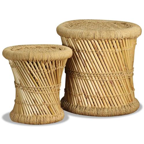 vidaXL Krukken 2 st bamboe en jute, Huis en Inrichting, Stoelen, Bruin, Nieuw, Verzenden