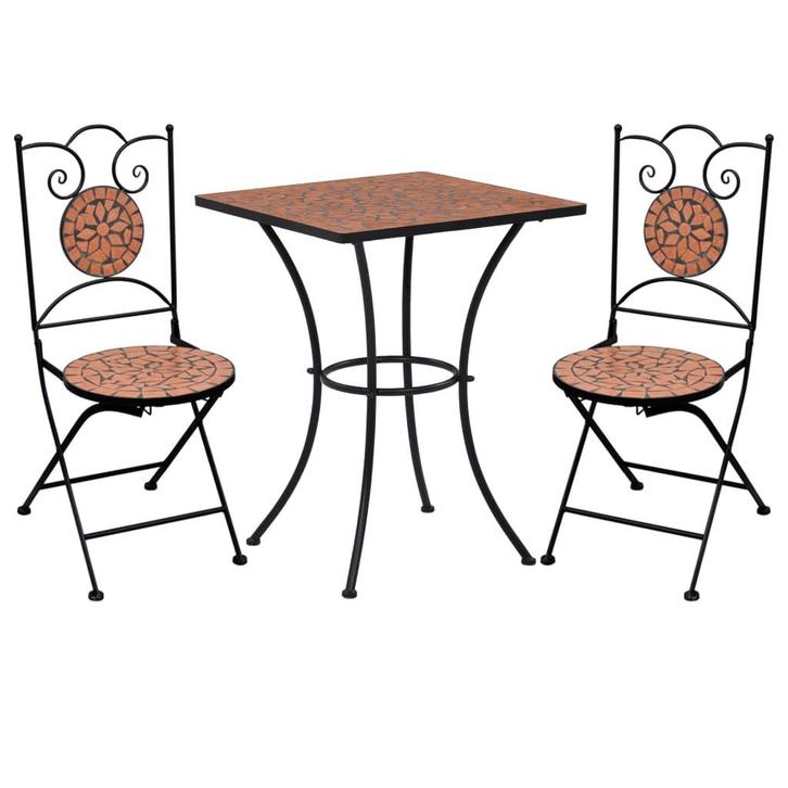 vidaXL 3-delige Bistroset mozaïek keramische tegel, Tuin en Terras, Tuinsets en Loungesets, Nieuw, 3 zitplaatsen, Overige materialen