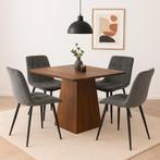 Mangohouten eettafel Mick vierkant bruin 110x110cm, Verzenden, Vierkant, Nieuw, Industriële meubels