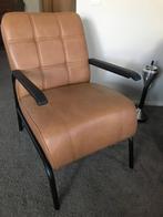 Leren fauteuil - cognac kleur leer - Echt leer, Industrieel,, Huis en Inrichting, Fauteuils, Nieuw, Ophalen of Verzenden, 50 tot 75 cm