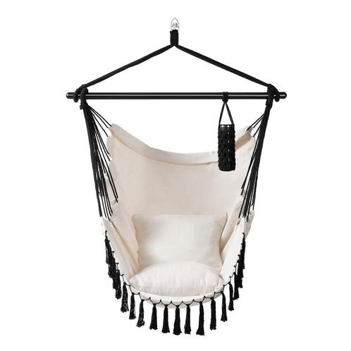Hangstoel / Schommelstoel Miami - Beige - Incl. Kussen en Ta, Tuin en Terras, Tuinstoelen, Nieuw, Verzenden