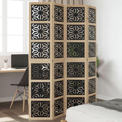 vidaXL Kamerscherm met 4 panelen massief paulowniahout bruin, Huis en Inrichting, Woonaccessoires | Kamerschermen, Nieuw, Verzenden