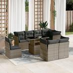 vidaXL 9-delige Loungeset met kussens poly rattan grijs, Verzenden, Nieuw, Rotan, Loungeset
